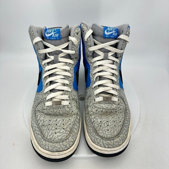 Nike Air Force 1 High Men Size 11.5 315121-406 Blue Court Crackle Grey Shoes - Picture 3 of 14
